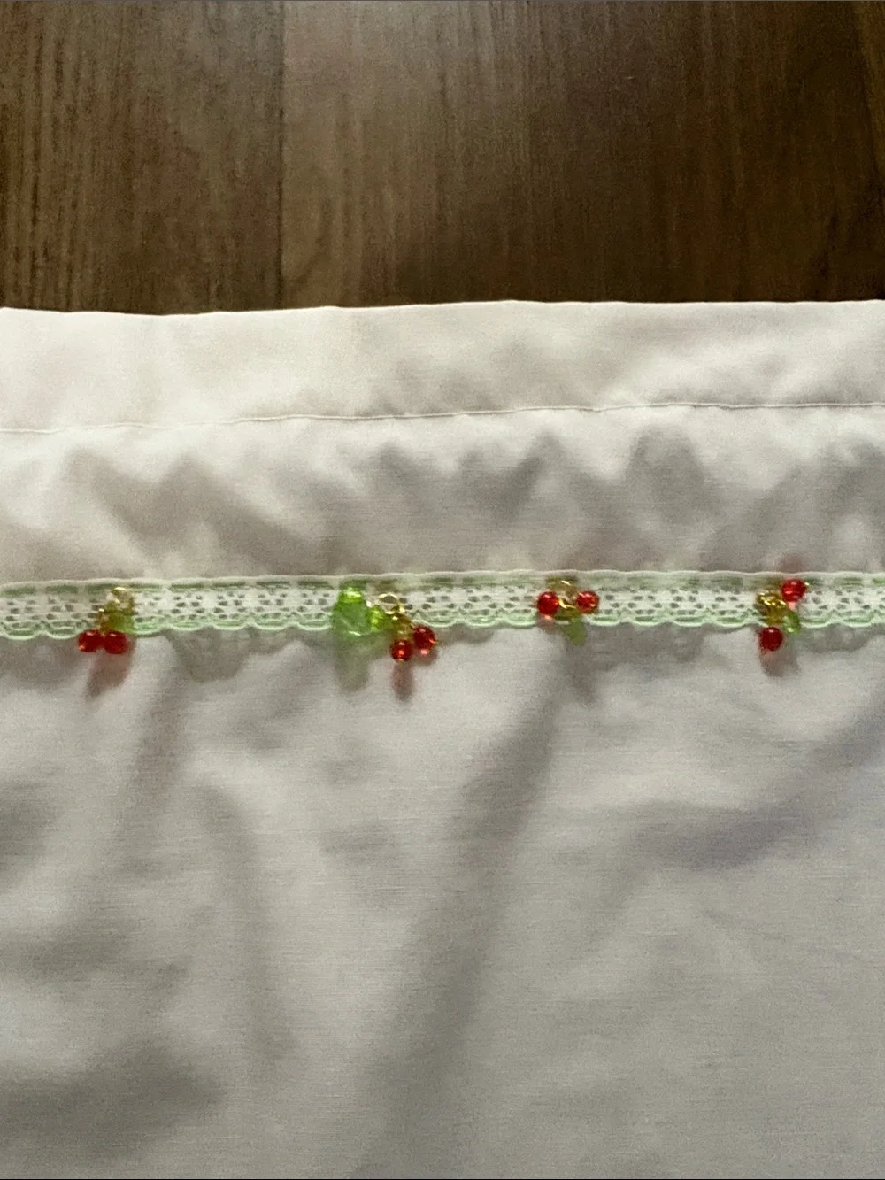embroidered cherry privacy panel handmade new
